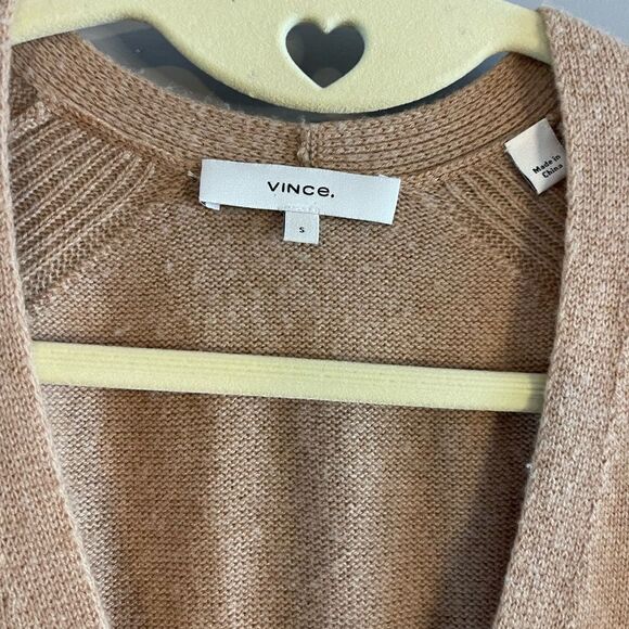 Vince Wool Cashmere Camel Tan Long Sleeve Tie Sweater Dress | SZ S - Picture 14 of 14